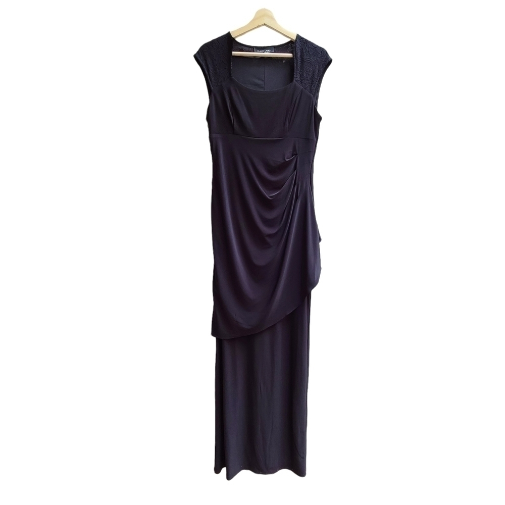 Black Label by Evan-Picone Long Black Dress, Size Small